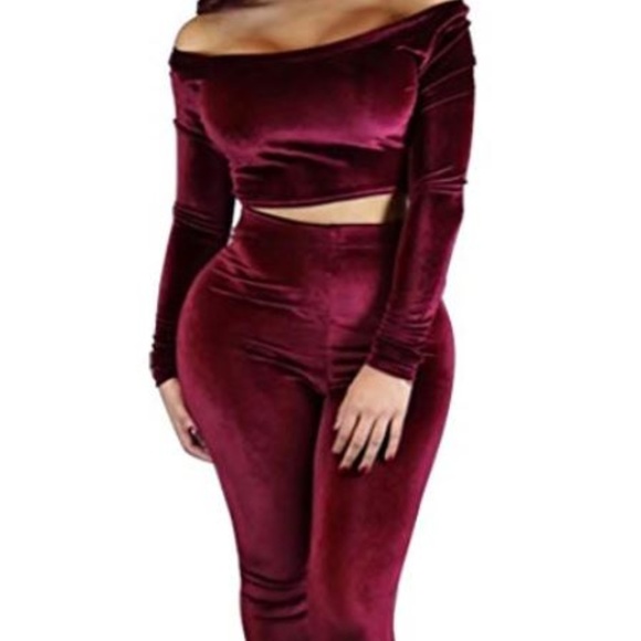 velvet two piece jumpsuit